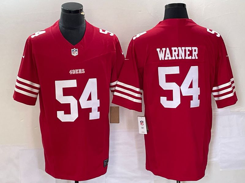 Men San Francisco 49ers 54 Warner Red 2023 Nike Vapor Limited NFL Jersey style 2